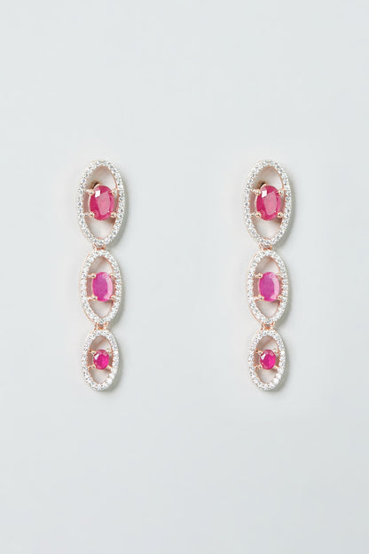 White Finish Ruby Synethic Stone & Zircon Necklace Set