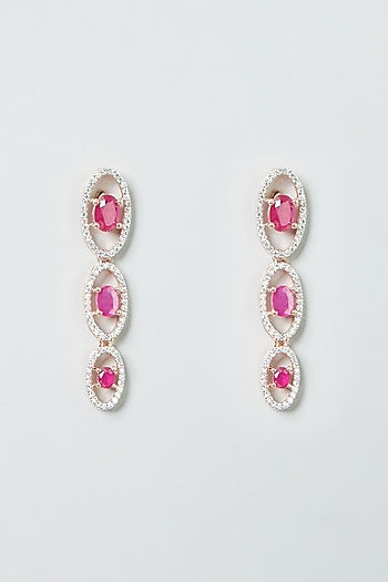 White Finish Ruby Synethic Stone & Zircon Necklace Set