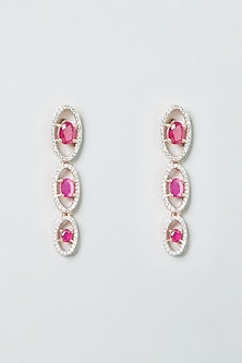 White Finish Ruby Synethic Stone & Zircon Necklace Set