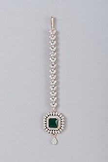 White Finish Zircon & Emerald Maangtikka