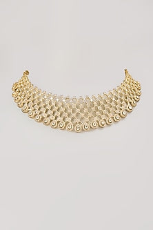 Gold Finish Diamond Choker Necklace