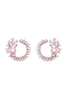 Rose Gold Finish Faux Diamonds Stud Earrings