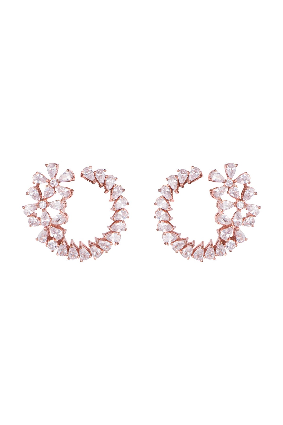 Rose Gold Finish Faux Diamonds Stud Earrings