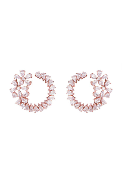 Rose Gold Finish Faux Diamonds Stud Earrings