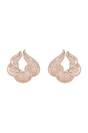Gold Finish Faux Diamonds Earrings