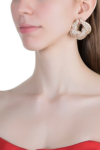 Gold Finish Faux Diamonds Earrings