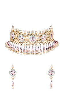 Gold Finish Meenakari Necklace Set