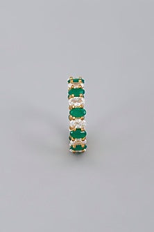 Gold Finish Green Zircon Stackable Ring