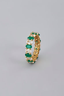 Gold Finish Green Zircon Stackable Ring