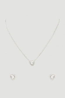 White Finish Zircon Pendant Necklace Set