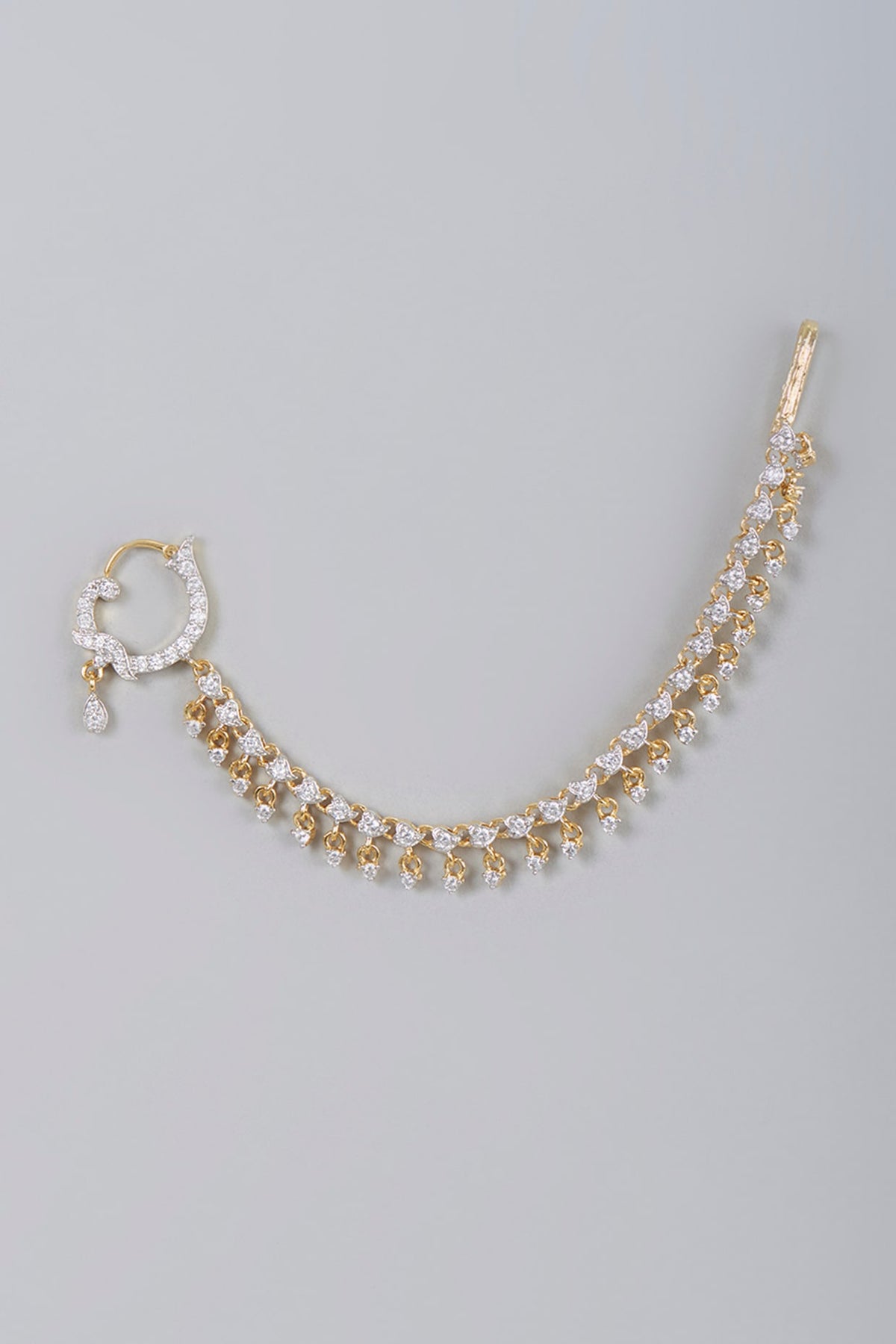 Gold Finish Diamond Nose Ring