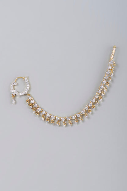 Gold Finish Diamond Nose Ring