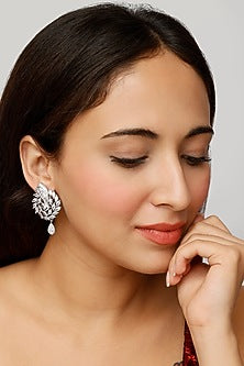 White Finish Zircon Dangler Earrings