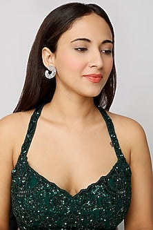 White Finish Zircon Stud Earrings