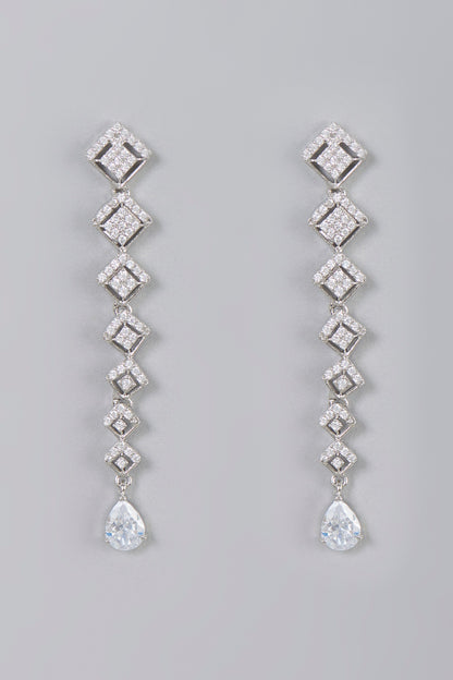 White Finish Zircon Dangler Earrings