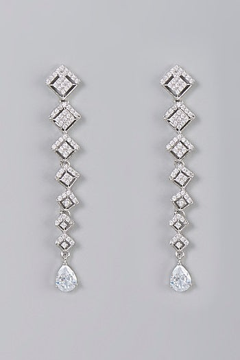 White Finish Zircon Dangler Earrings