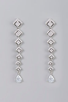 White Finish Zircon Dangler Earrings