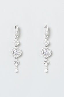 White Finish Zircon  Dangler Earrings