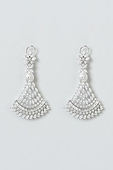 White Finish Zircon  Dangler Earrings