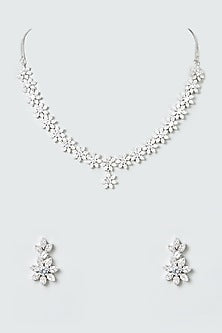 White Finish Zircon  Necklace Set