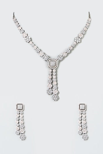White Finish Necklace Set With Zircon