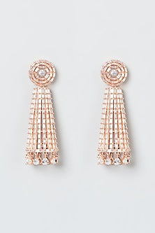 Rose Gold Finish Zircon Dangler Earrings