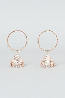Rose Gold Finish Zircon Dangler Earrings