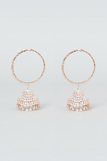 Rose Gold Finish Zircon Dangler Earrings