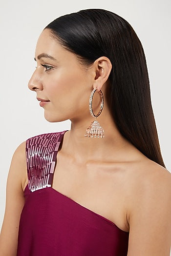 Rose Gold Finish Zircon Dangler Earrings