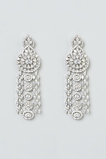 White Finish Zircon Dangler Earrings