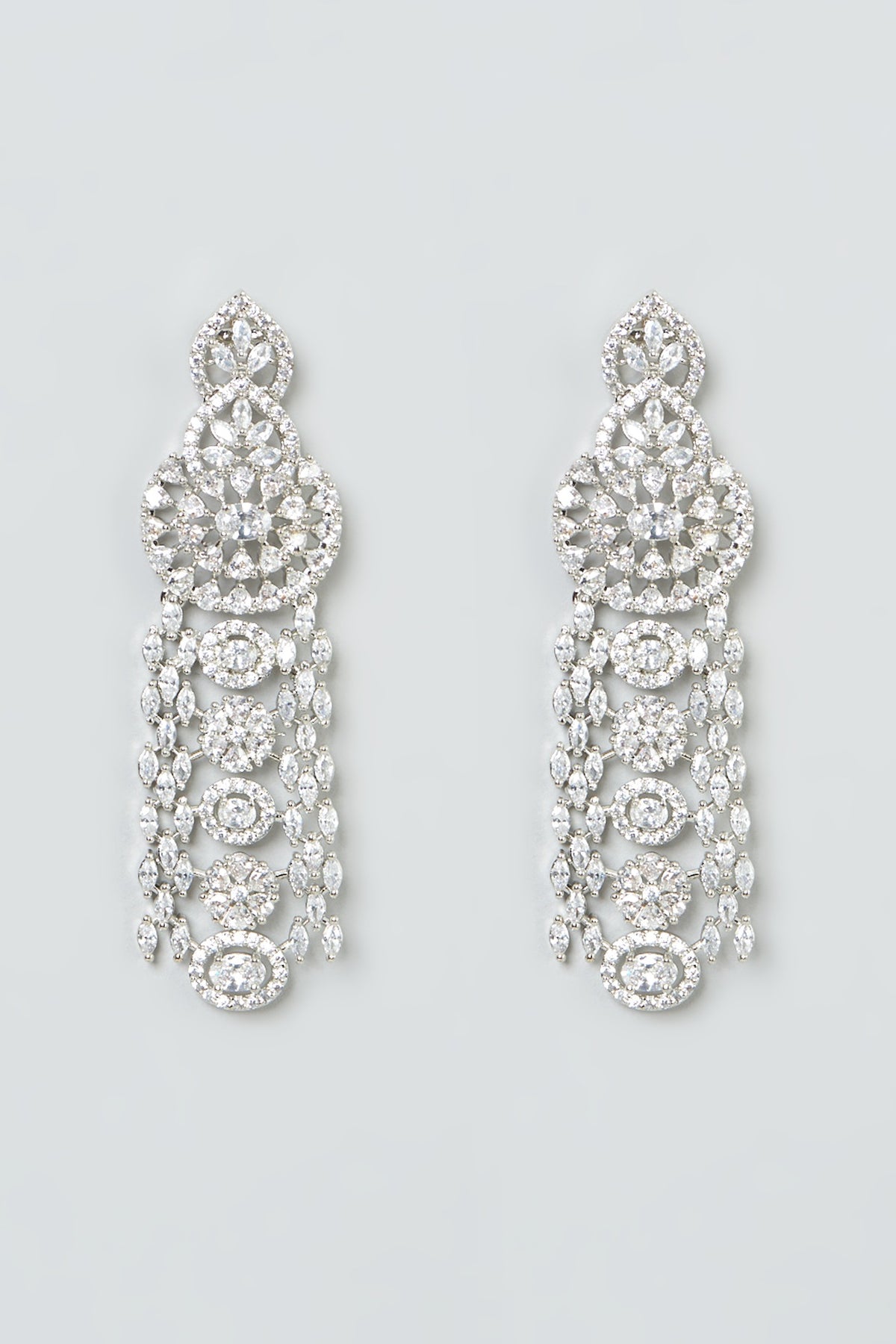 White Finish Zircon Dangler Earrings