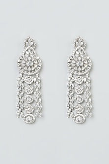 White Finish Zircon Dangler Earrings