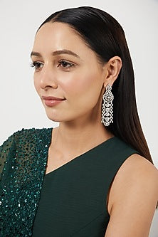 White Finish Zircon Dangler Earrings