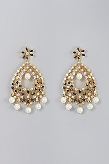 Gold Finish Zircon & Pearl Dangler Earrings