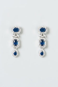 White Finish Blue Stones Necklace Set