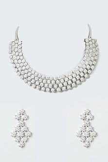 White Finish Zircons Necklace Set