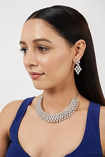 White Finish Zircons Necklace Set