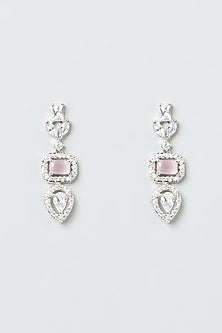White Finish Zircons & Pink Stones Necklace Set