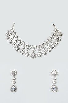 White Finish Zircon Necklace Set