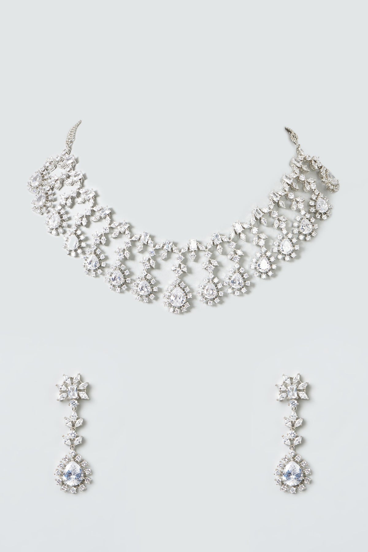White Finish Zircon Necklace Set