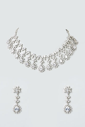 White Finish Zircon Necklace Set