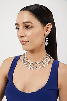 White Finish Zircon Necklace Set