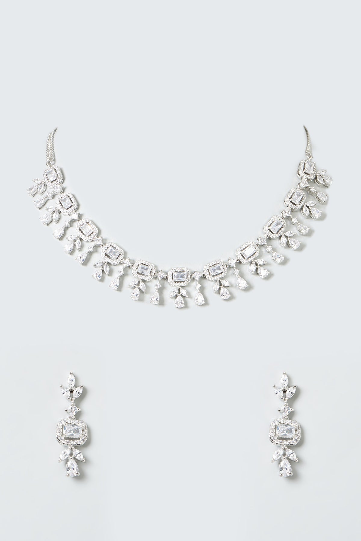 White Finish Zircons Necklace Set
