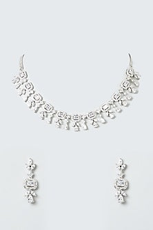 White Finish Zircons Necklace Set