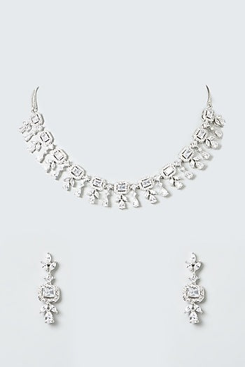 White Finish Zircons Necklace Set
