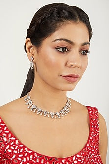 White Finish Zircons Necklace Set