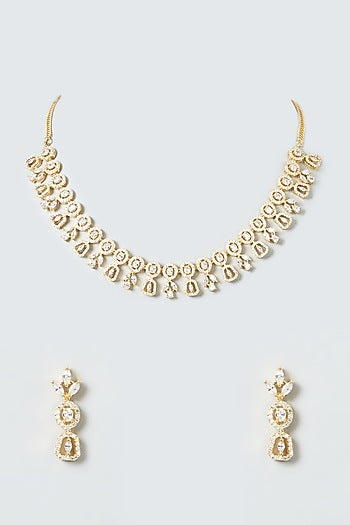 Gold Finish Zircons Necklace Set