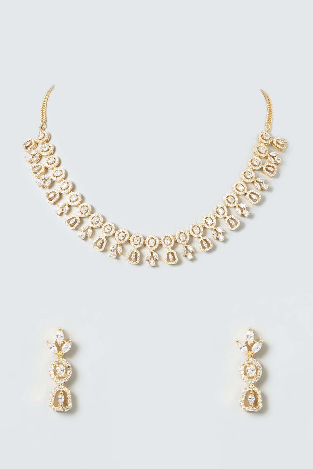 Gold Finish Zircons Necklace Set