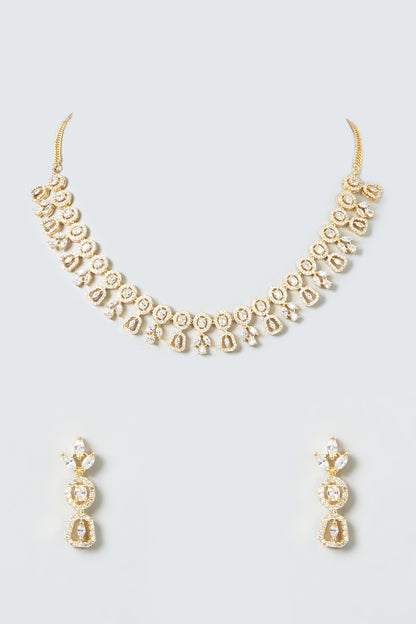 Gold Finish Zircons Necklace Set