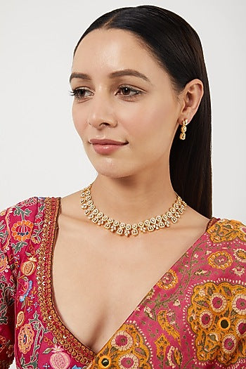 Gold Finish Zircons Necklace Set